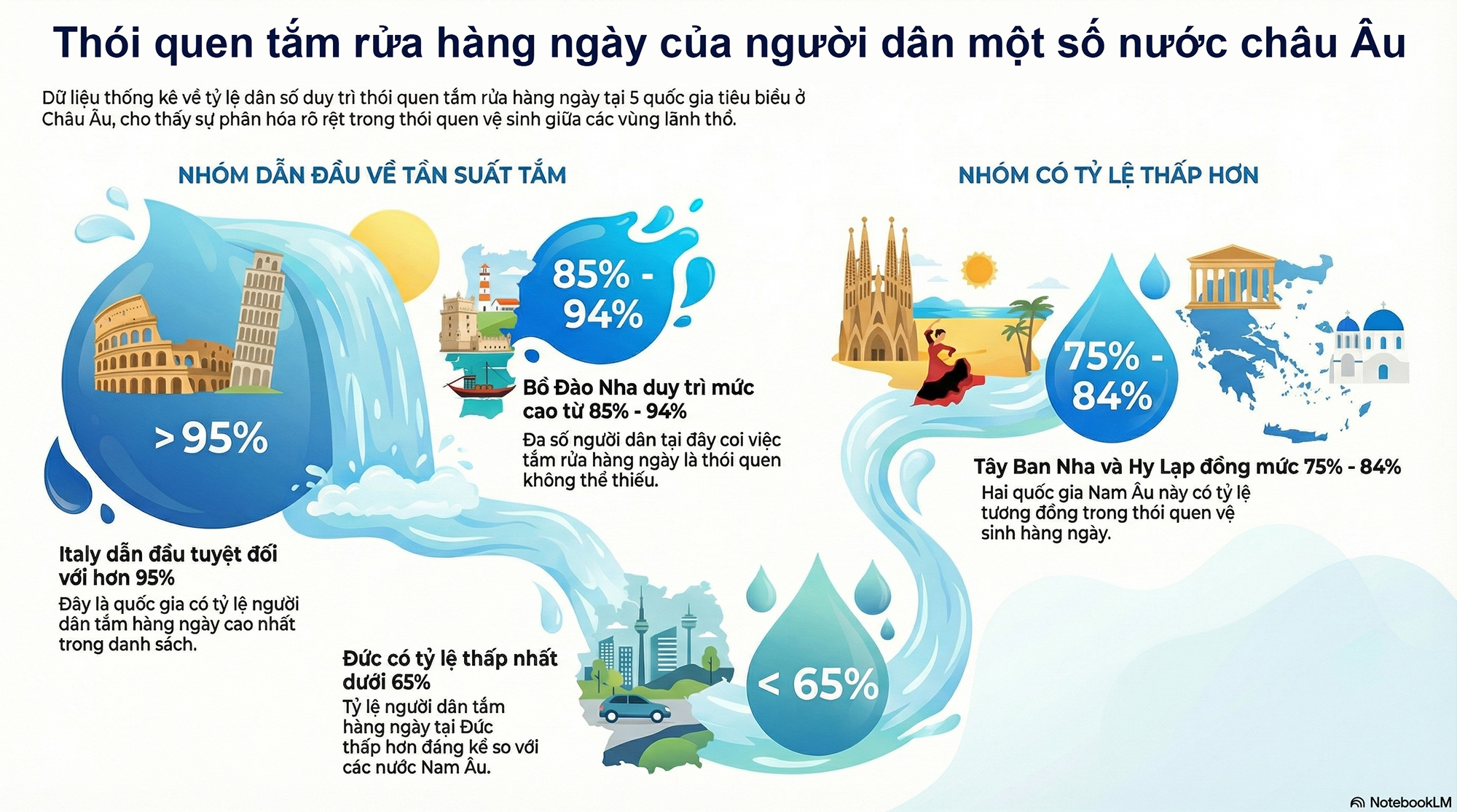 Lý do người Đức chỉ tắm hai lần mỗi tuần
