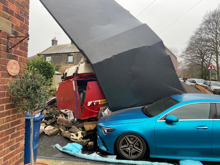 Photos show devastated property and cars after lorry crashes through ...