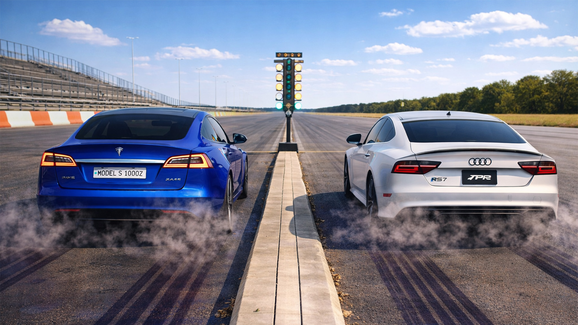 761 HP Audi RS7 vs Tesla Model S P100D drag race