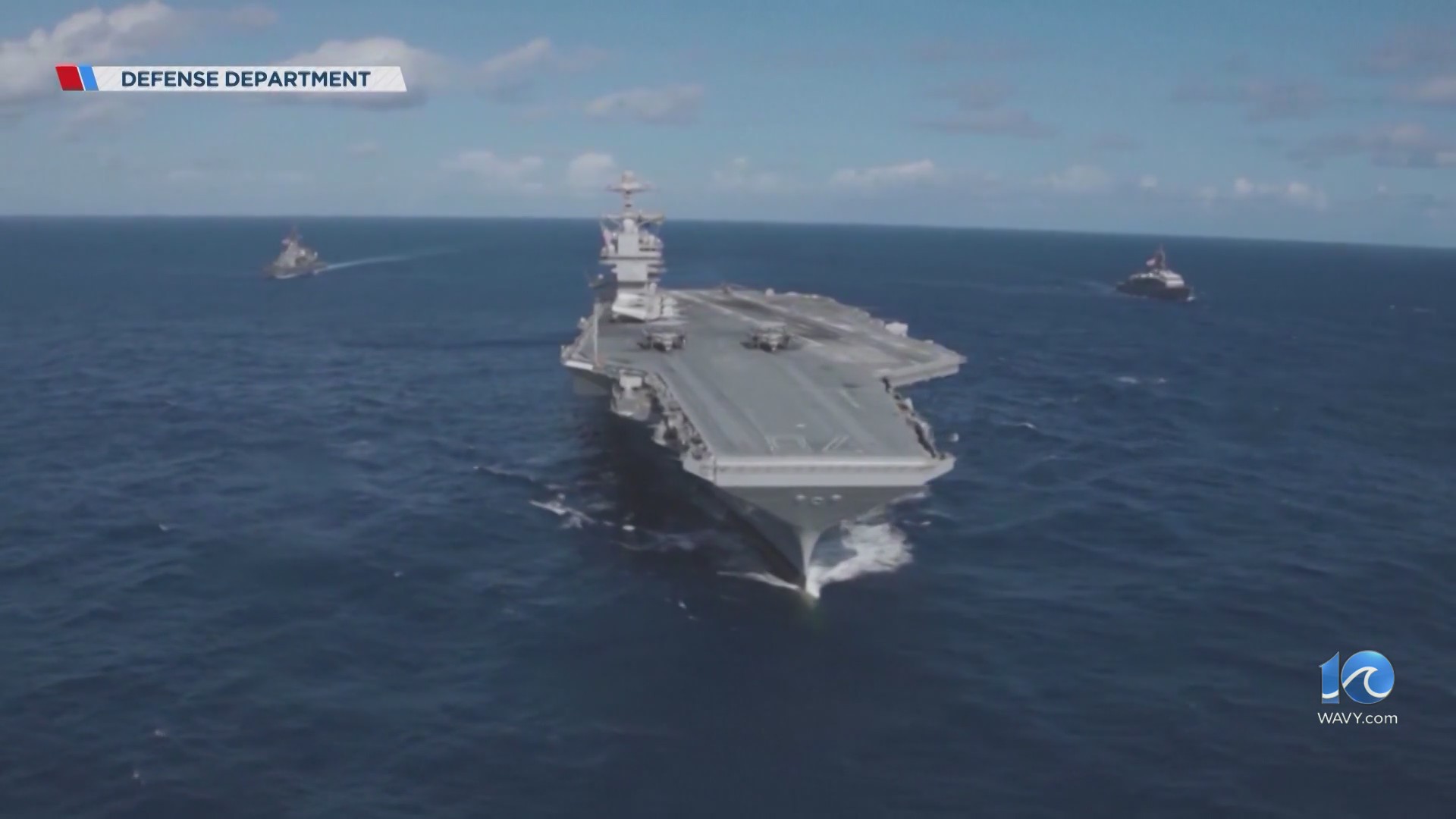 USS Gerald R Ford arrives in Souda Bay, Greece for repairs