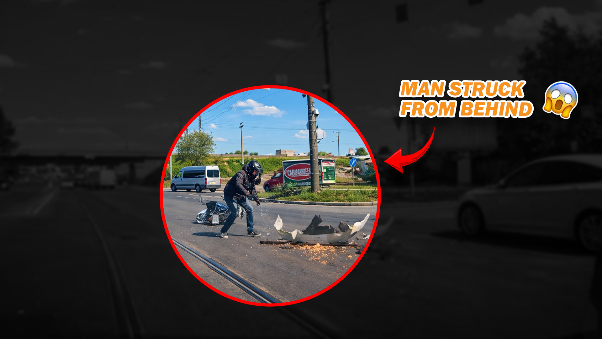 Motorcycle hit from behind by vehicle