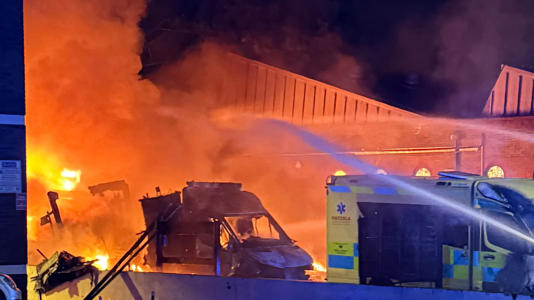 Firefighters tackling the blaze in Golders Green. Pic: PA