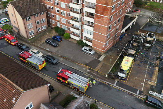 Firefighters were called to control the blaze in Golders Green after the attack on four Jewish community ambulances (PA)