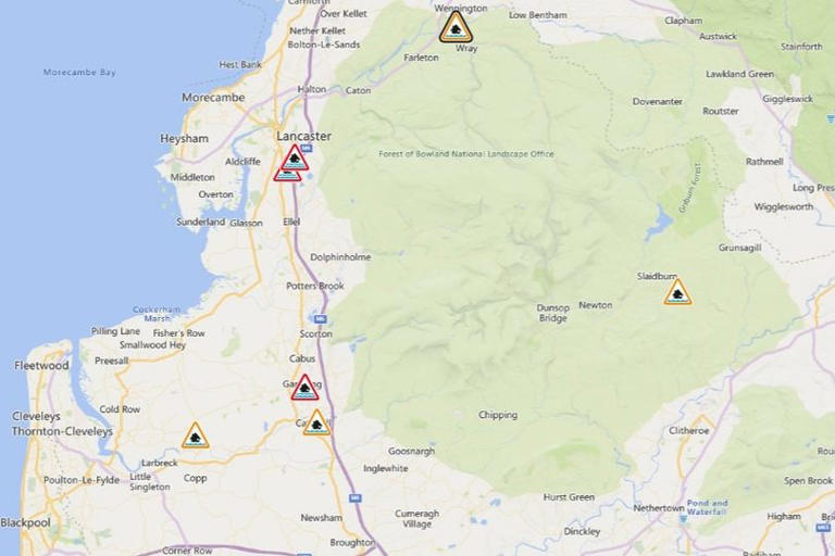 'Act now' flood warnings in place in Lancashire as heavy rain hits
