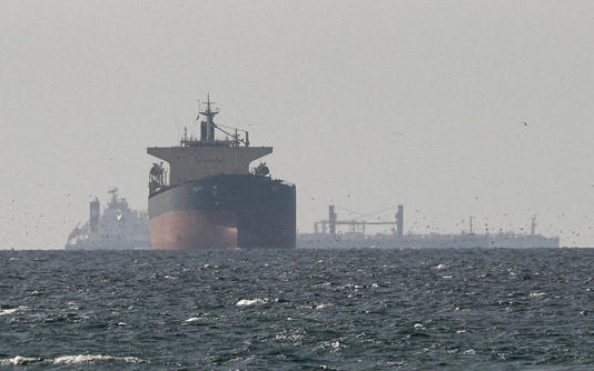 Cargo ships in the Gulf, near the Strait of Hormuz