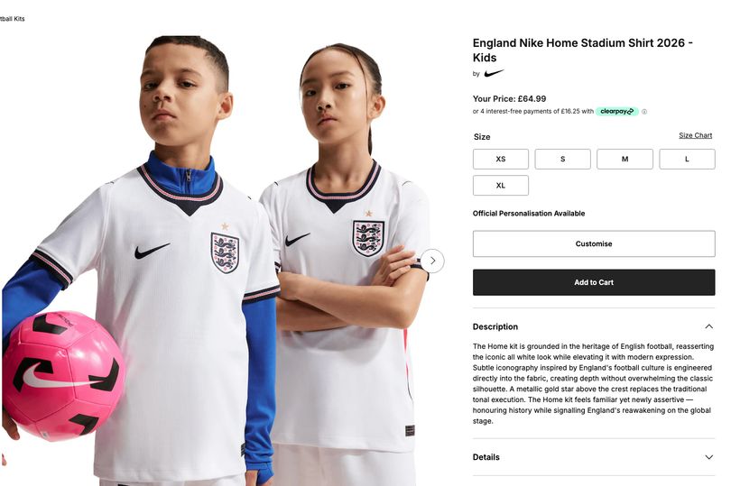 England fans kick-off at 'rip off' £175 Three Lions World Cup footie kit