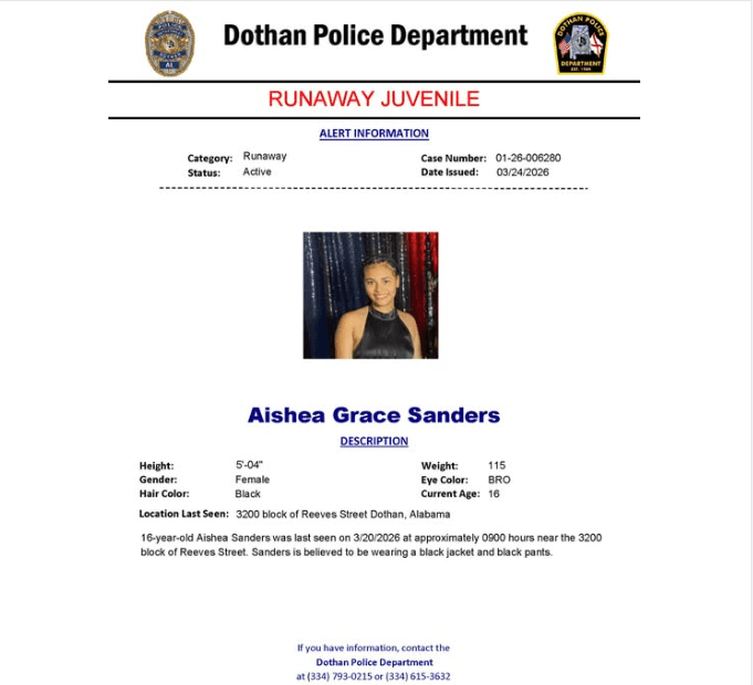 Dothan police seek help in locating missing teen