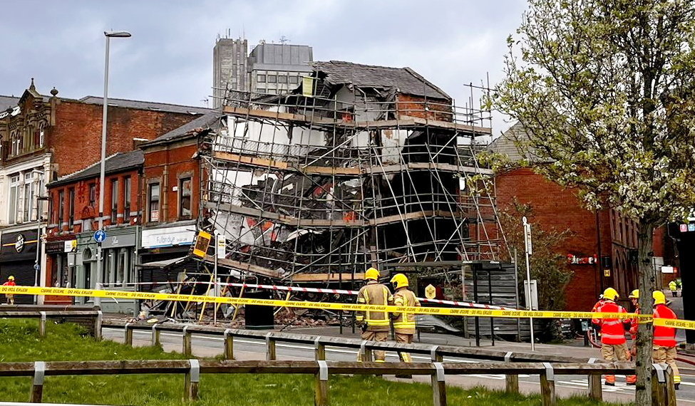 Two people hospitalised after building collapsed in town centre