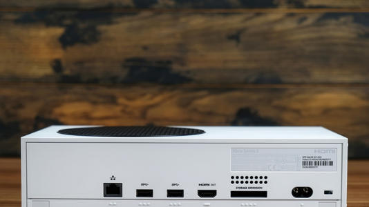 The back of a Microsoft Xbox Series X console showing various ports