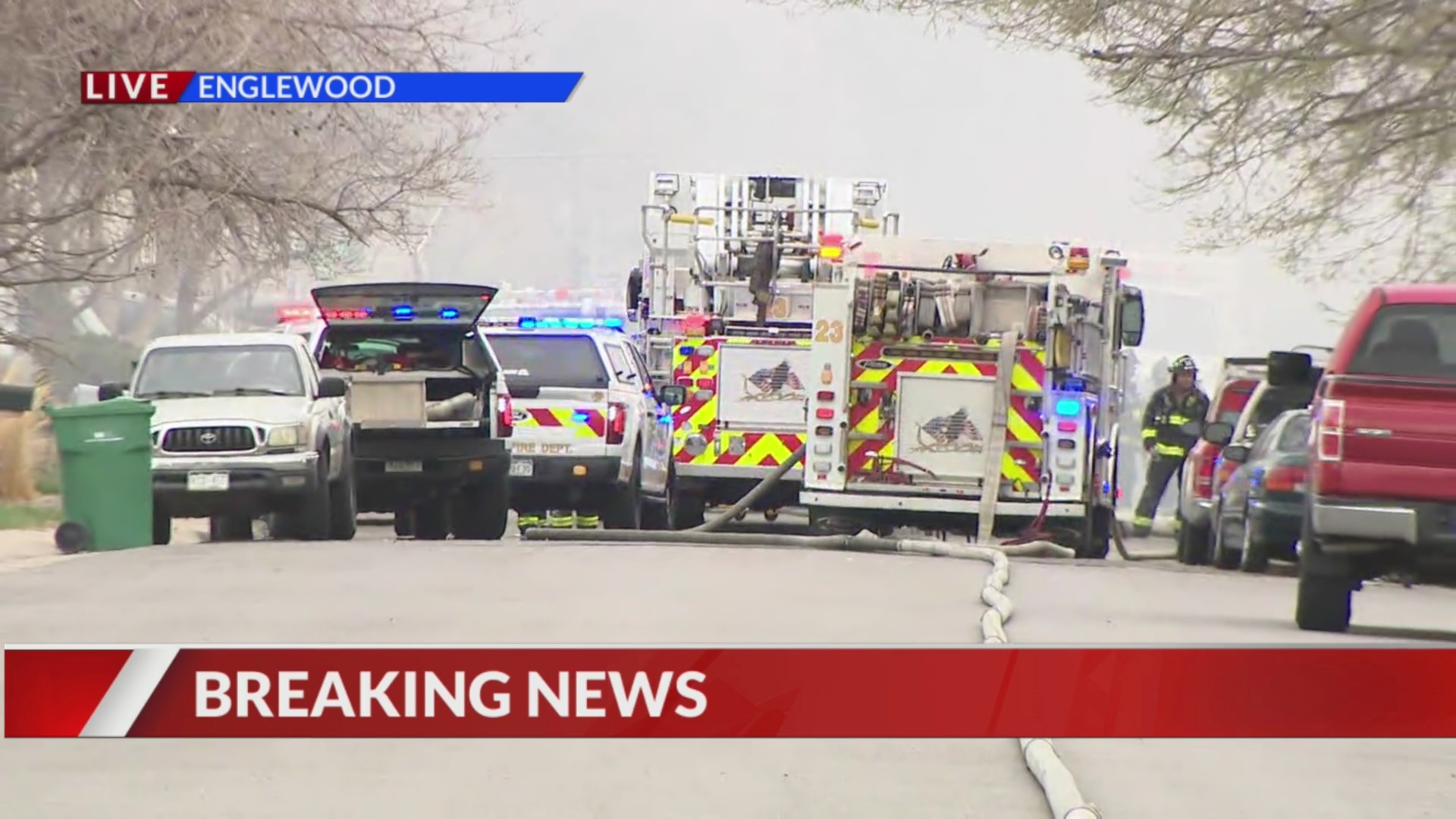 Denver Fire Department responding to large residential fire in Englewood
