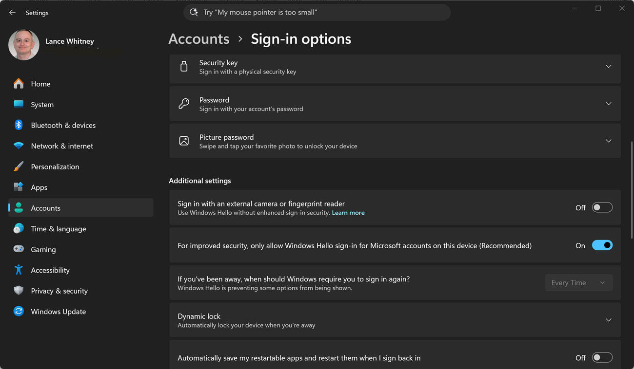 Disable the option to sign in with your password