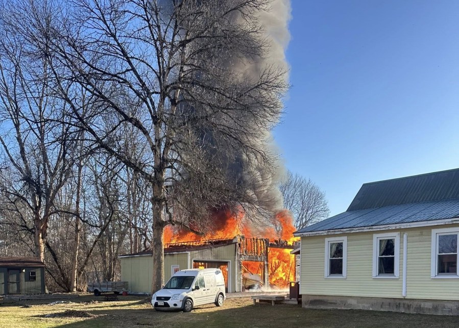 Crews battle garage fire in Fort Ann