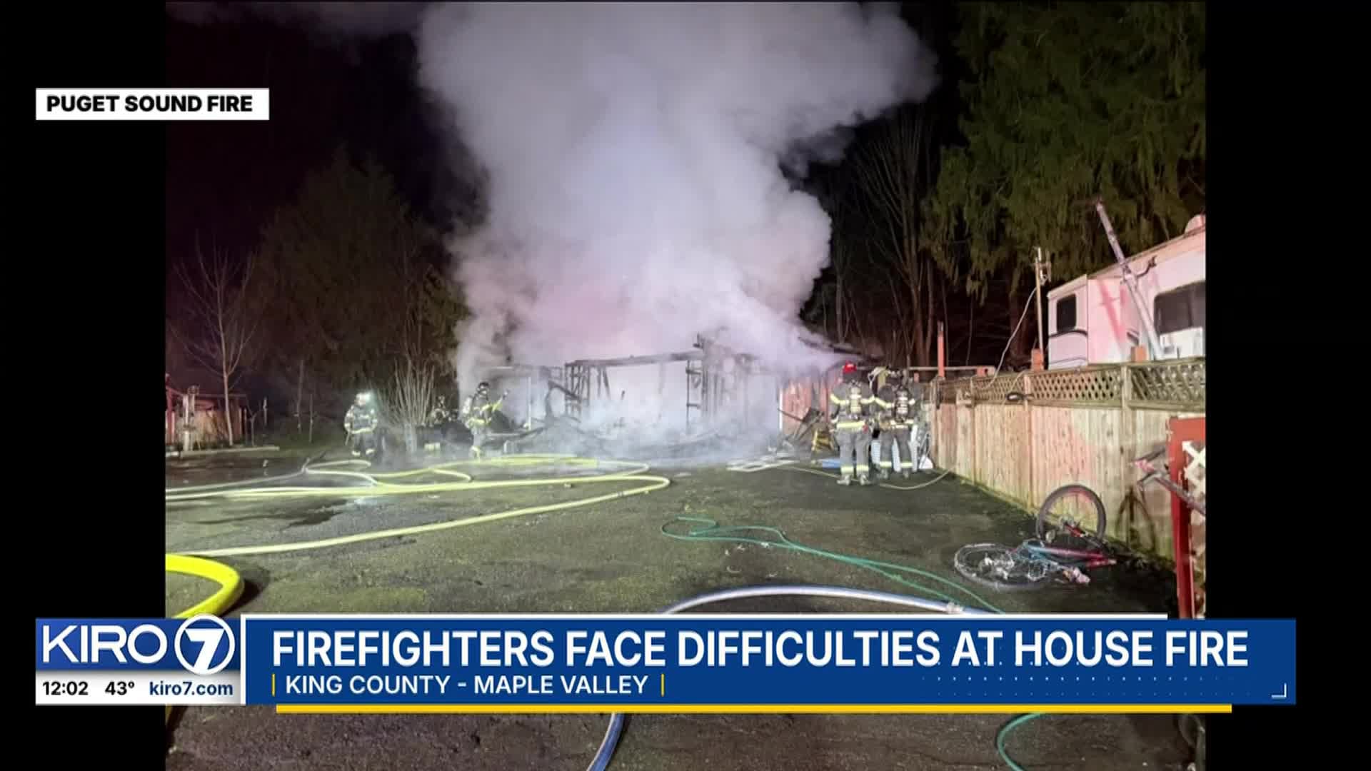 Firefighters shuttle water to extinguish Maple Valley house fire