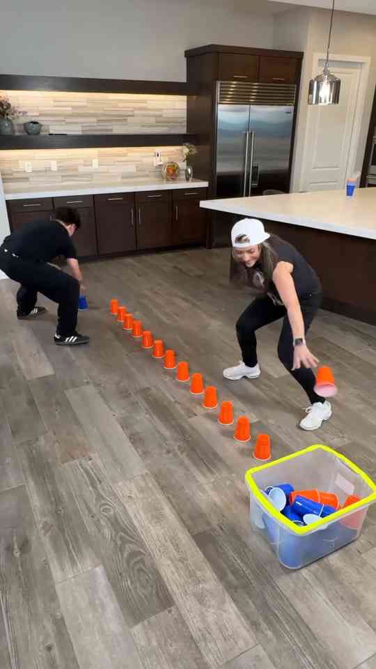 Cup stacking race turns into a speed challenge