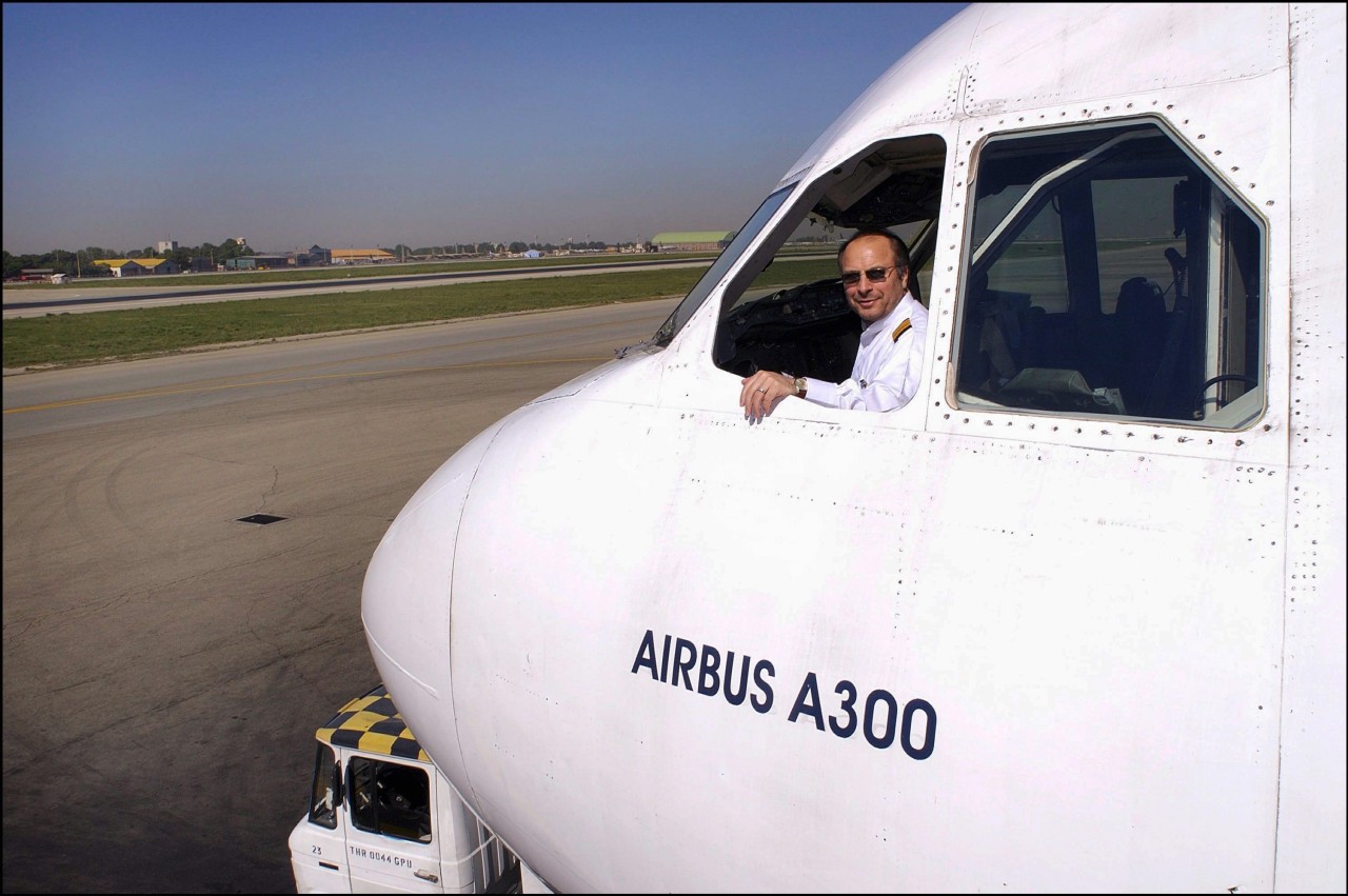 Ghalibaf in the cockpit of an airliner in 2005.