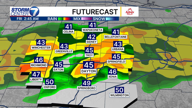 The timeline when severe storms are possible in the Miami Valley
