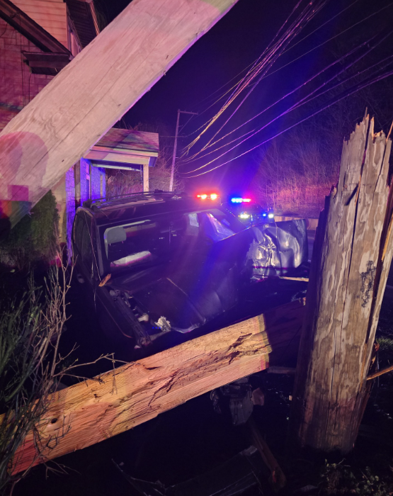 Vehicle crashes, snaps pole | PPL crews work to make repairs