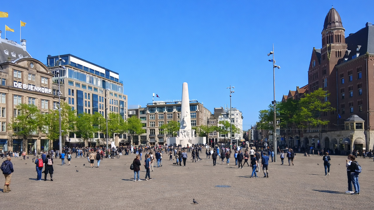 A busy city square in Amsterdam you should see