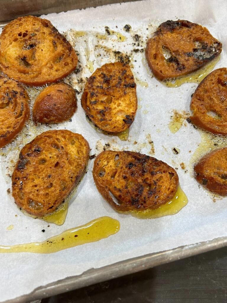 Crusty crispy bread slices