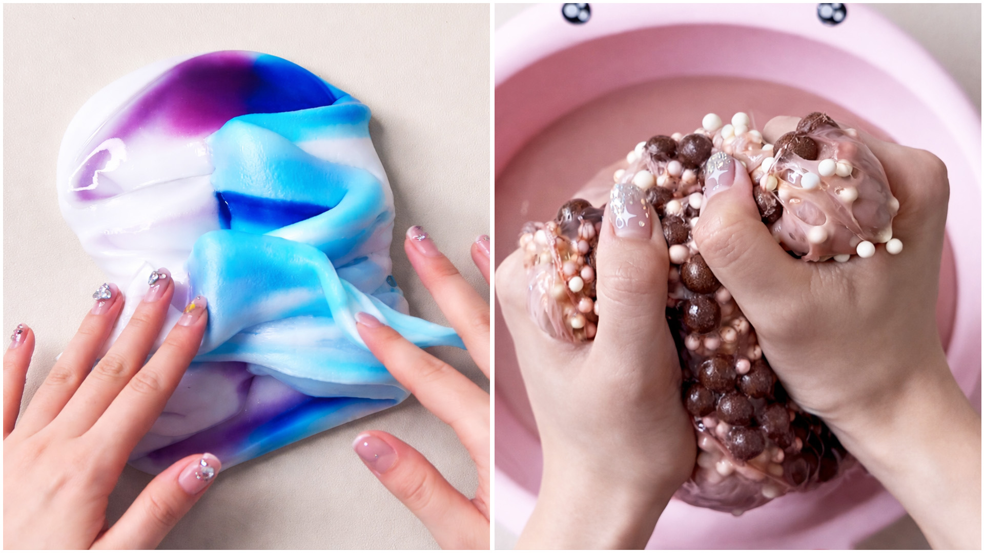 Mixed slime textures and color contrast