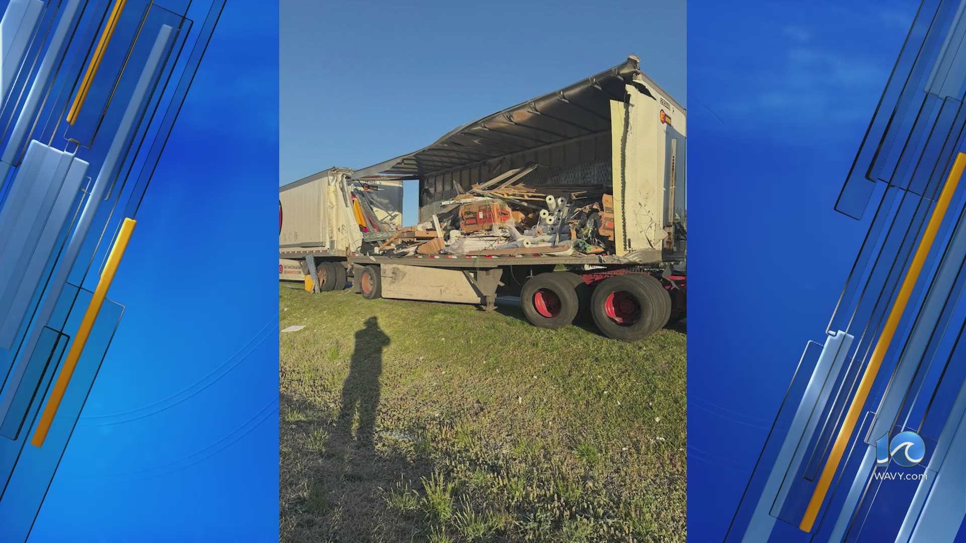 Route 58 closed in Suffolk for tractor-trailer crash