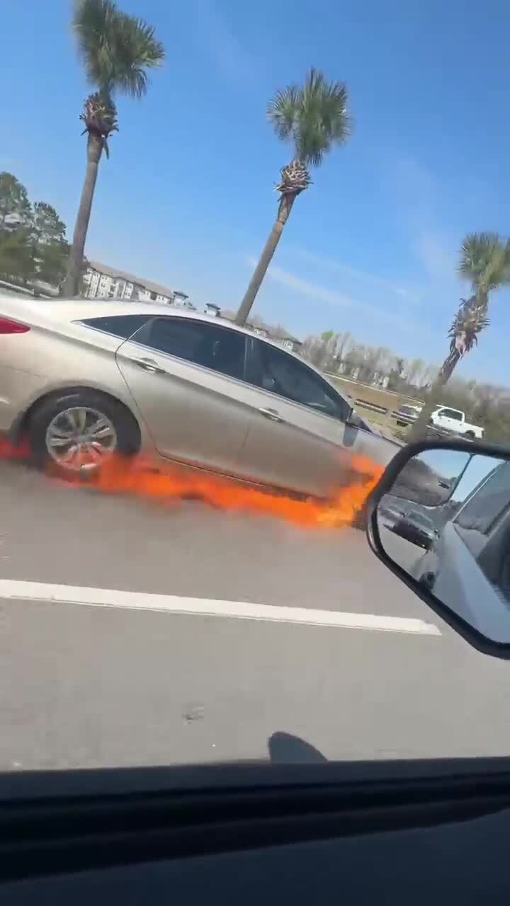 Driver who escaped Highway 17 car fire speaks after gun pulled at scene