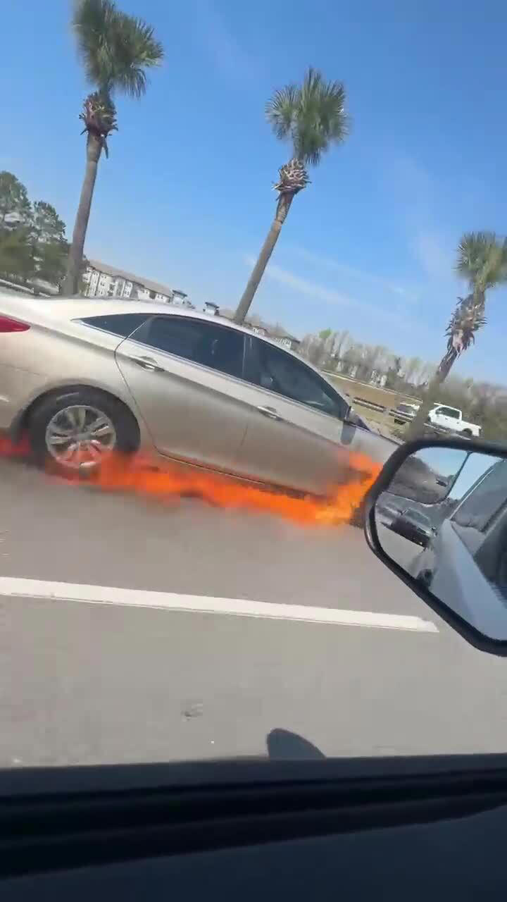 Driver who escaped Highway 17 car fire speaks after gun pulled at scene