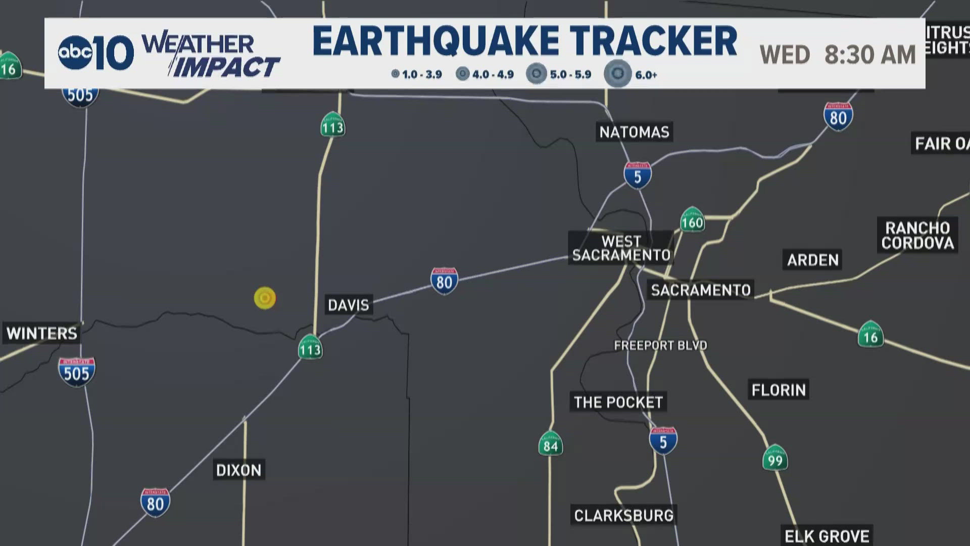 Small earthquake hits near Davis