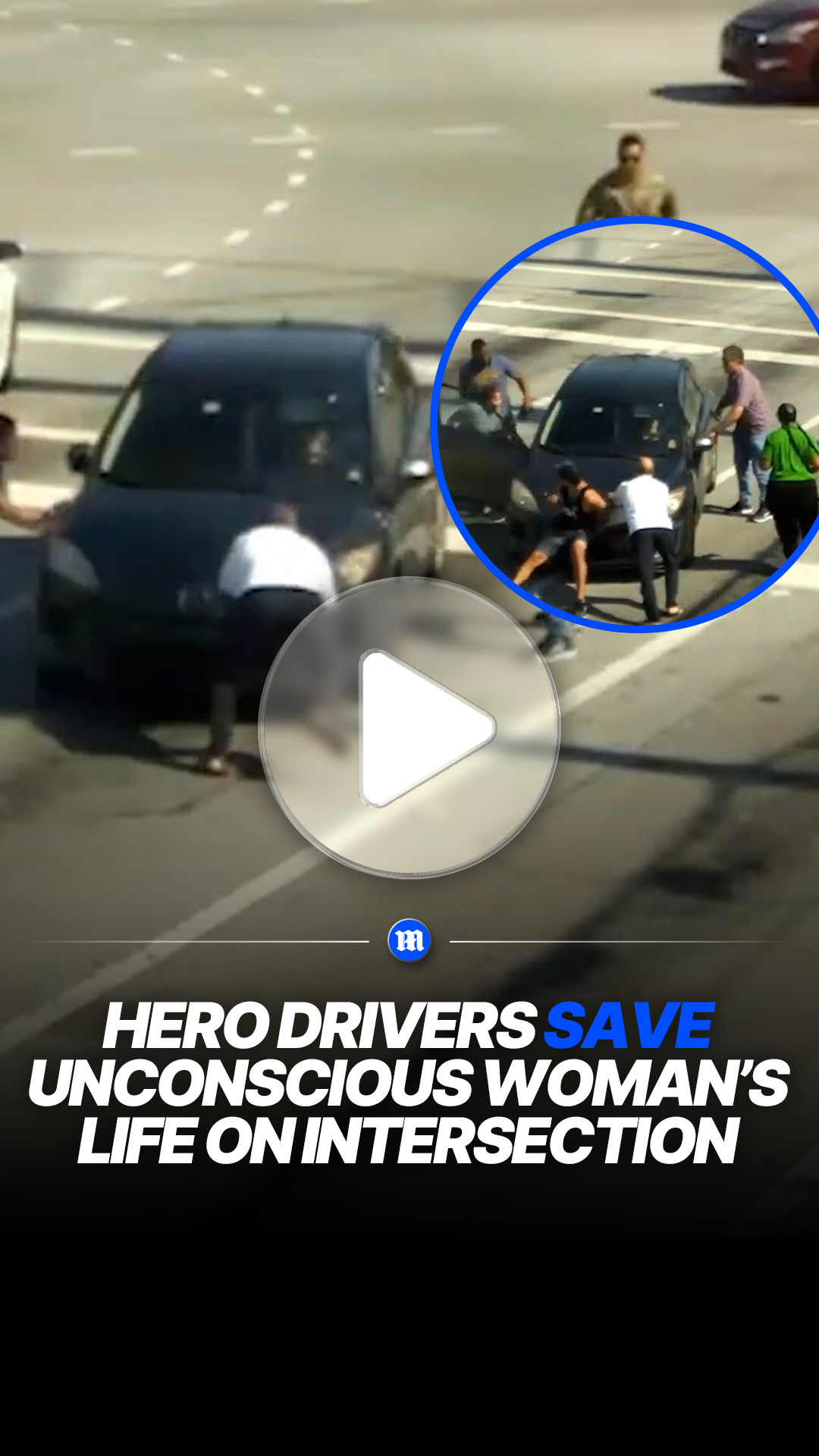 Motorists work together to stop car with unconscious driver