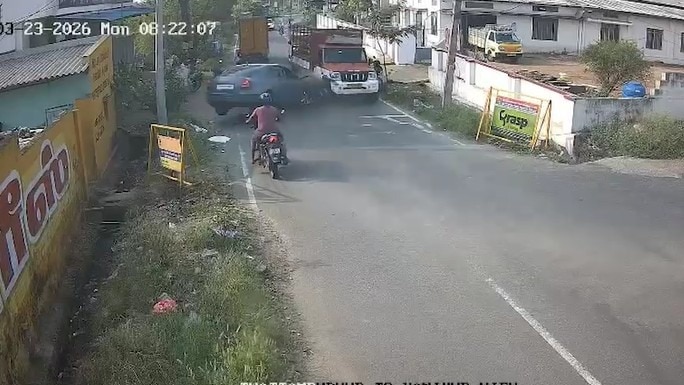 Caught on CCTV: Speeding car hits scooter in Tamil Nadu; man, daughter ...