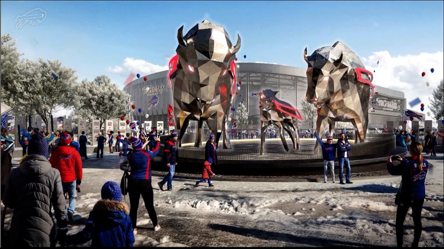 Bills unveil renders of massive bison statues for new stadium