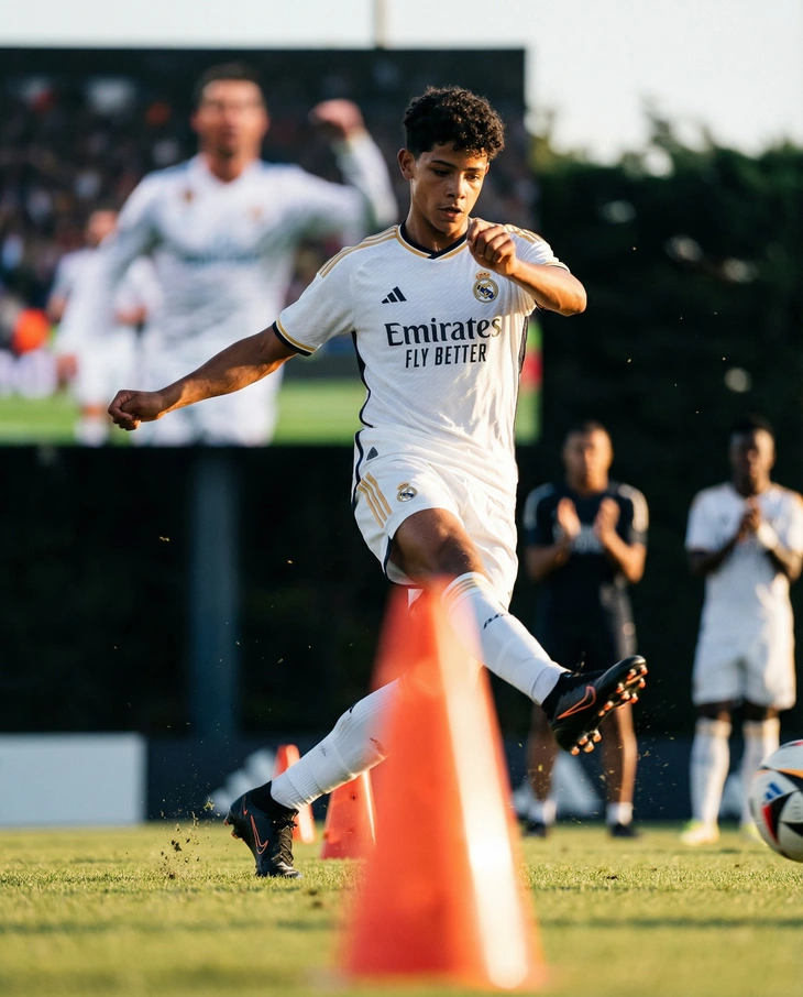 Con trai Ronaldo tập luyện cùng U16 Real Madrid