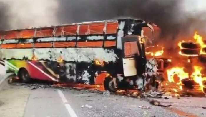 14 killed after bus collides with truck, catches fire in Andhra Pradesh ...