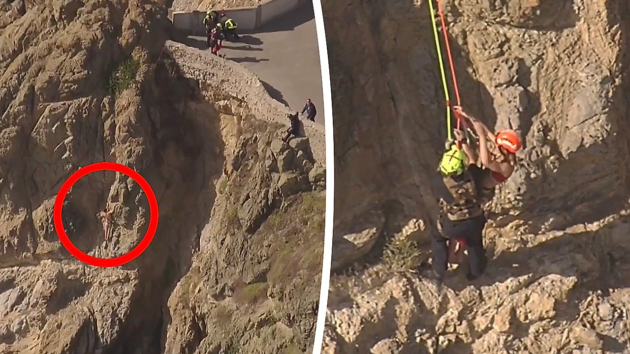 Fire crews rescue woman clinging to side of cliff in San Francisco