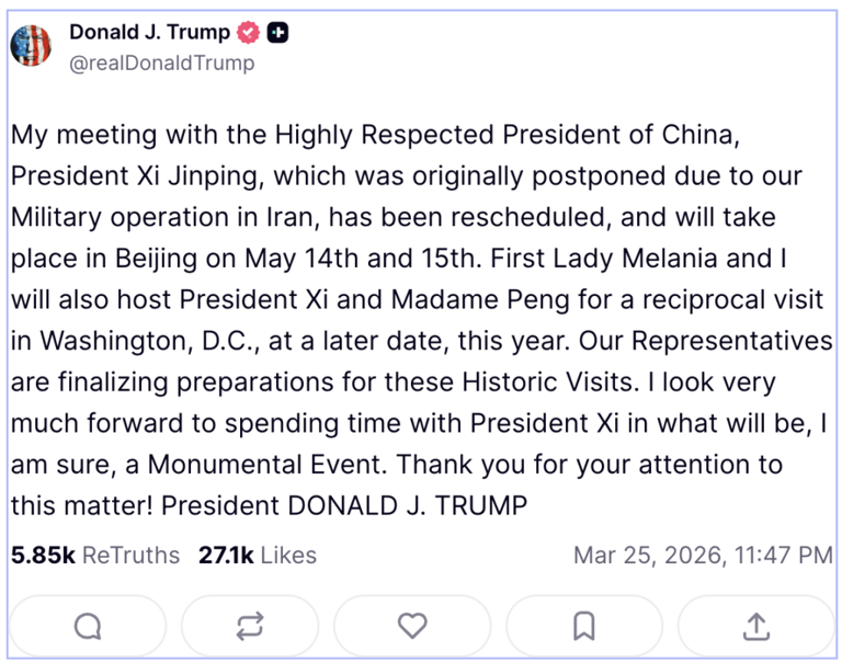 Trump-Xi Jinping China summit locked in for May as Iran war reshapes ...