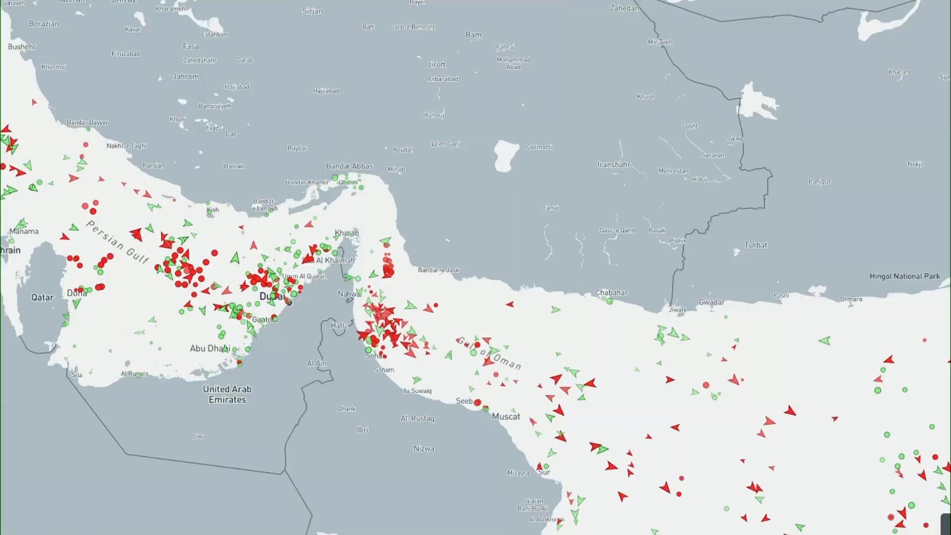 Shipping traffic through Strait of Hormuz in last 24 hours<br>