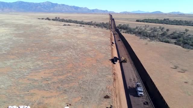Aerial views show massive border wall taking shape in Arizona