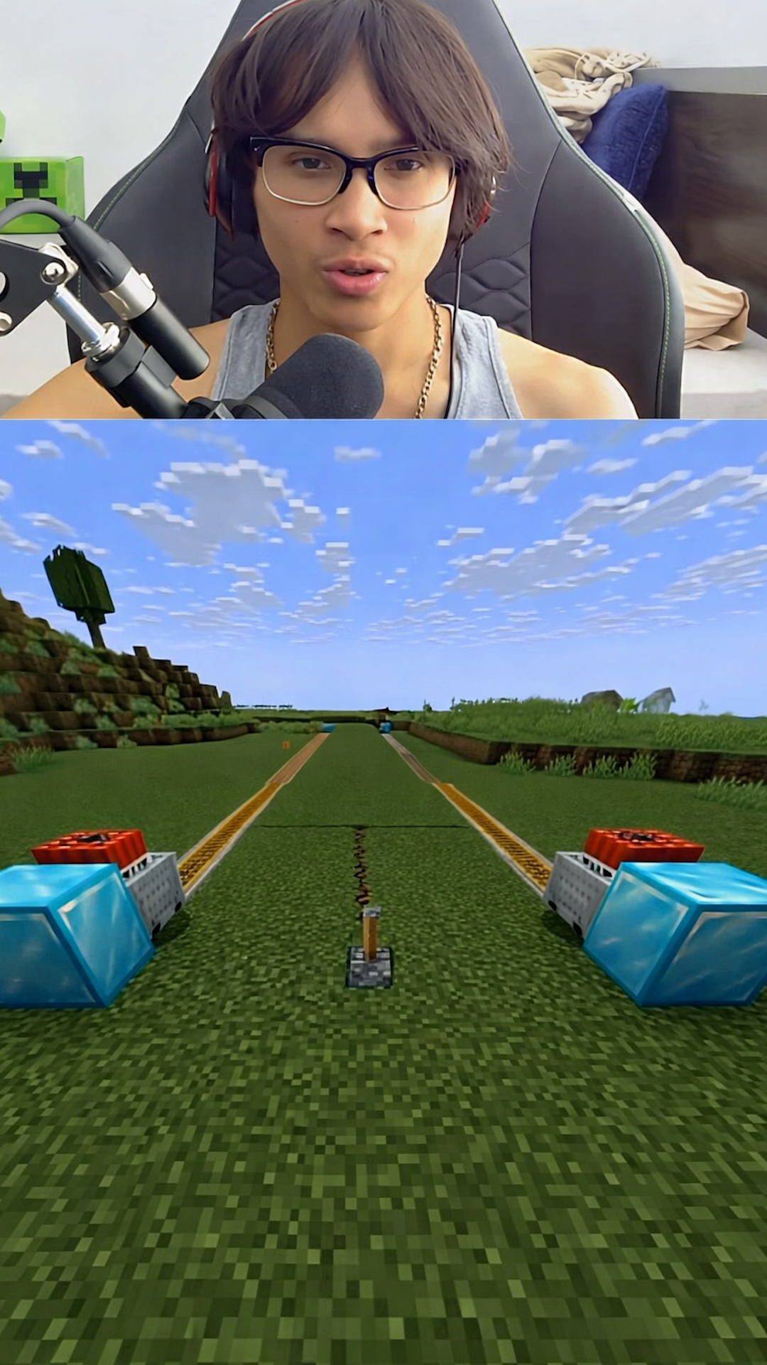 Comparing Minecraft minecart speed on curved and straight rails