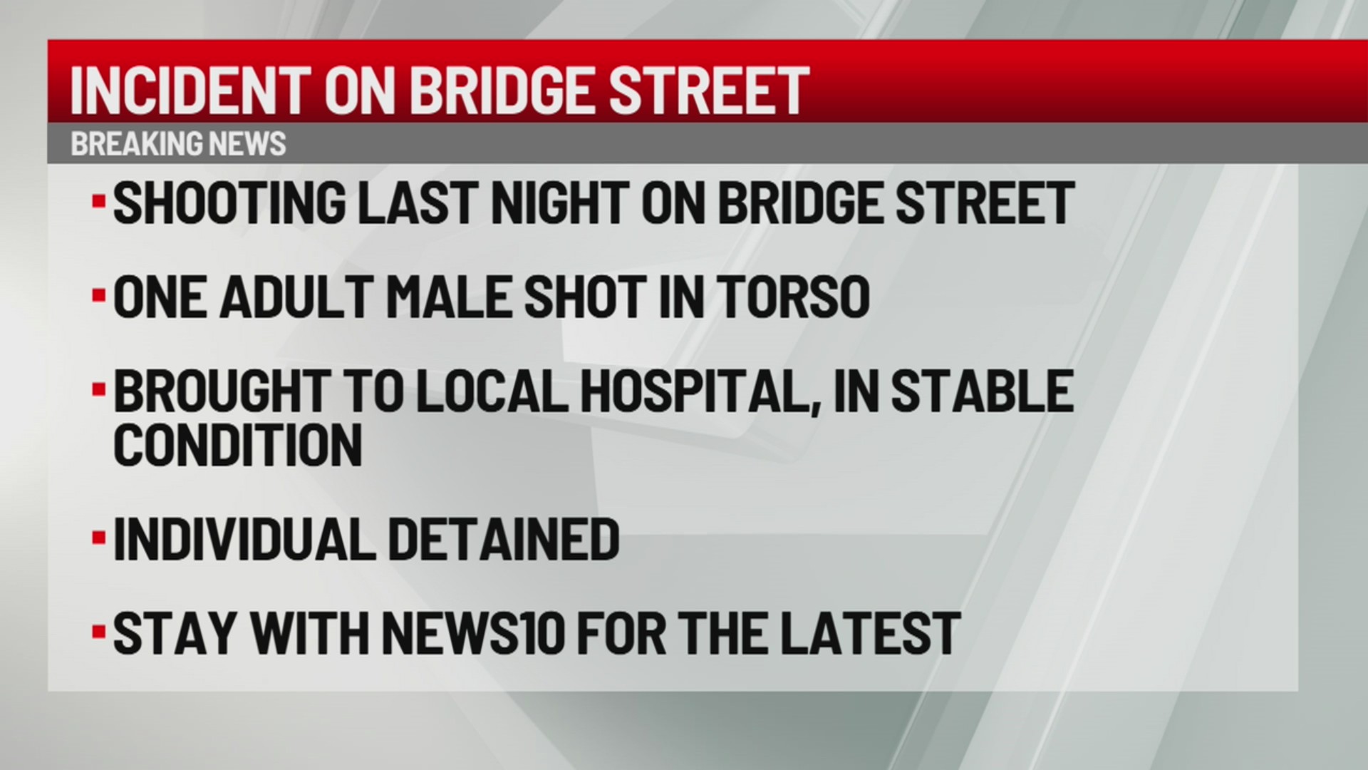 Police investigating shooting on Bridge Street in Schenectady