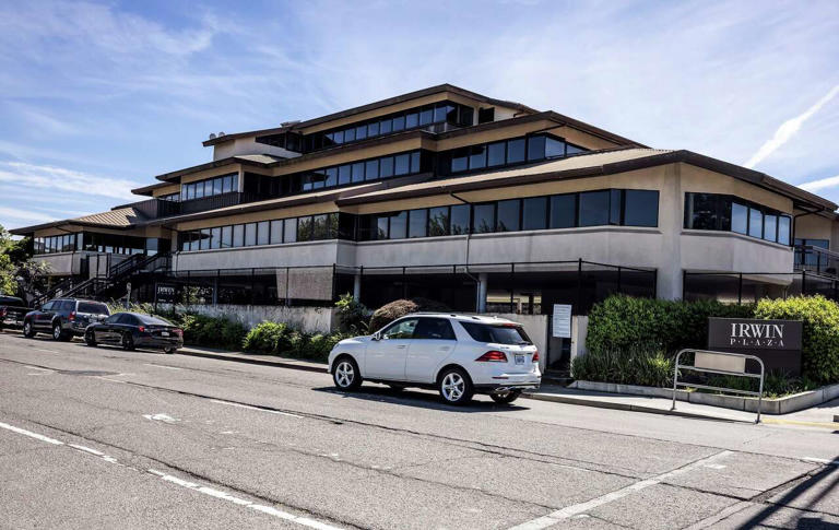 The empty building at 700 Irwin St. in San Rafael is slated to be replaced with a 170-story tower, which would be the tallest in Marin County. (Carlos Avila Gonzalez/S.F. Chronicle)