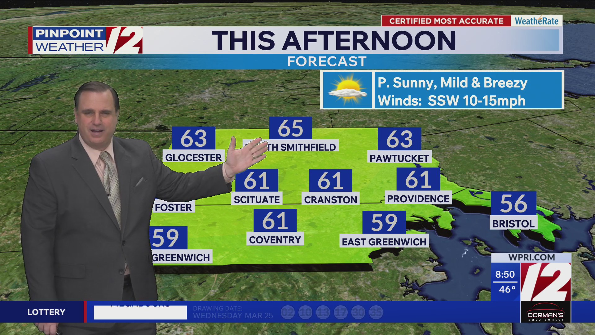 WPRI 12 weather forecast for 3/26/26: Warmer today inland; cooler ...