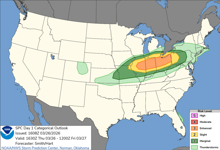 Map reveals tornado storm path shift as risk level issued