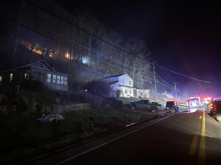 Crews battle brush fire along 5th Street Road in Cabell County