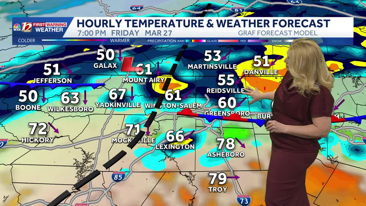Hot 80s Friday and rain, March 26 update, storm chances building late ...
