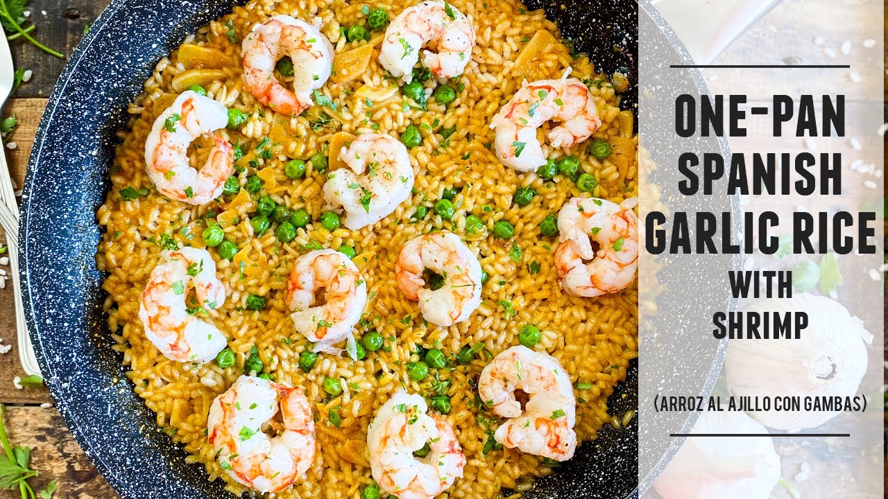 Spanish garlic rice with juicy shrimp