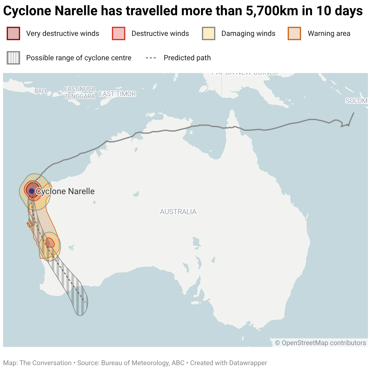 Cyclone Narelle is now larger and more severe as it crosses the Western ...