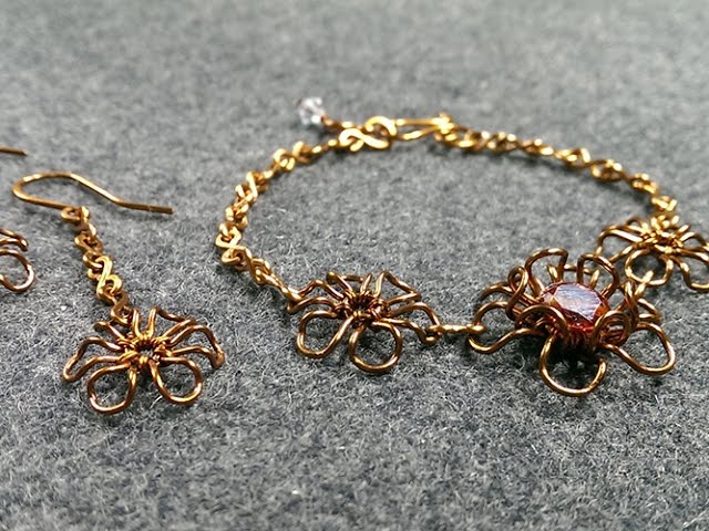 Bangles and earrings spring flowers - How to make wire jewelry 148