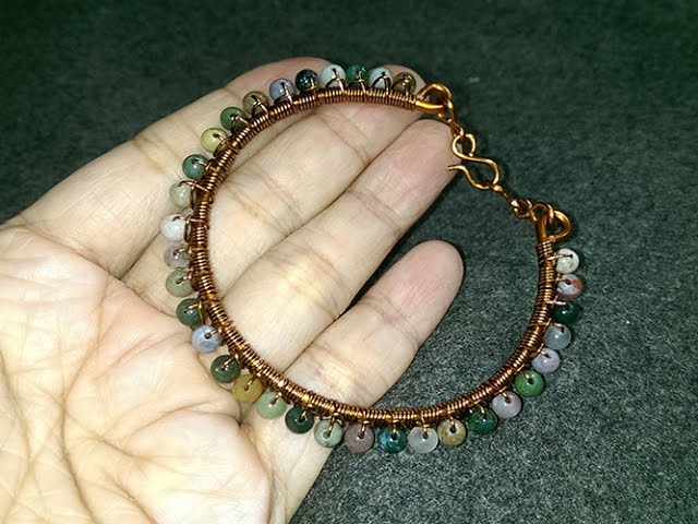 How to make wire jewelry - bracelets with small stones 137