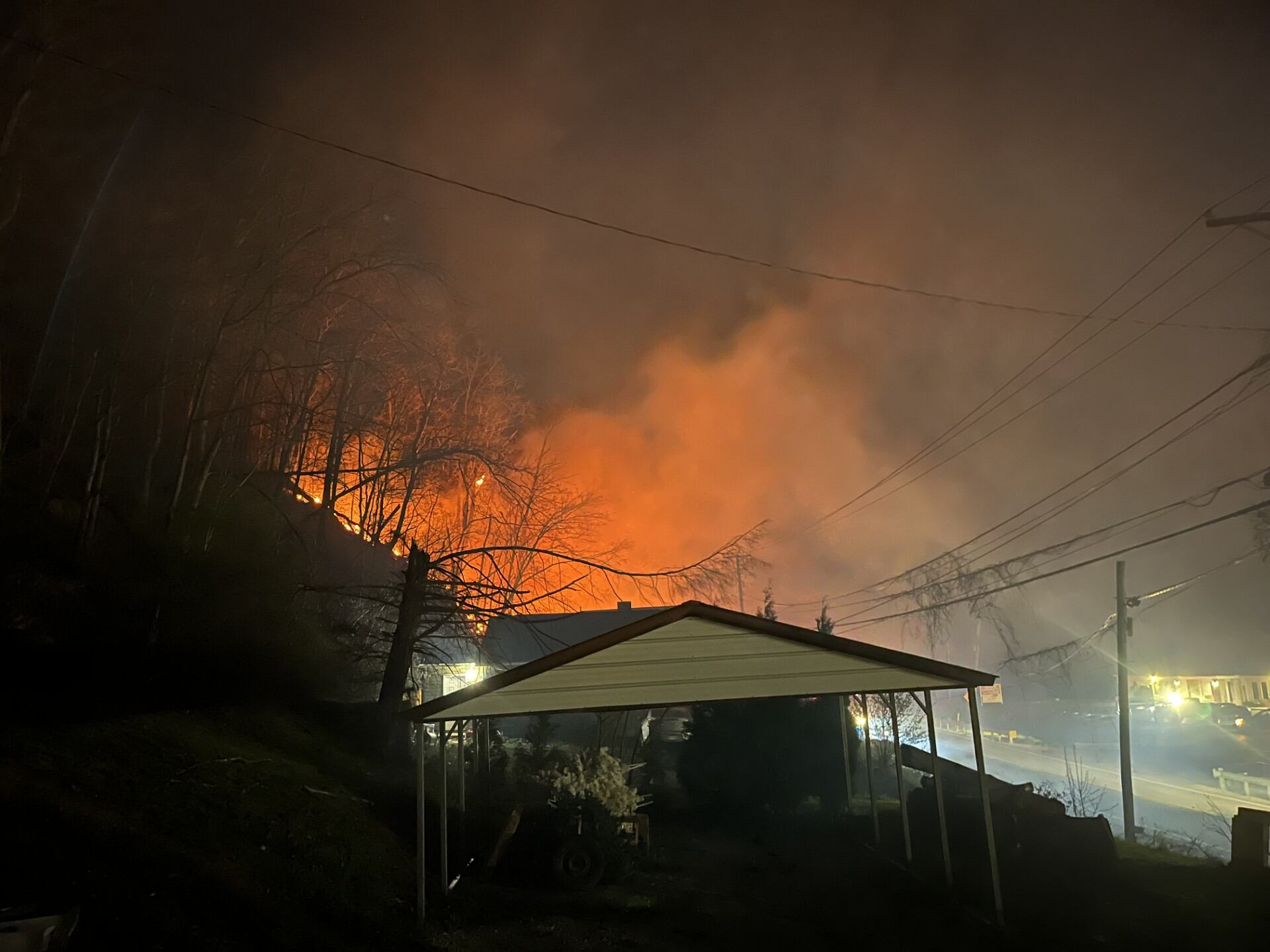 Crews battle brush fire along 5th Street Road in Cabell County