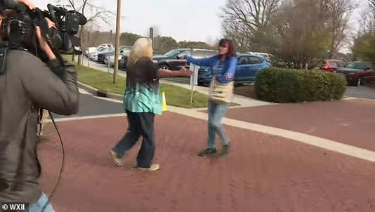 Michelle Hundley Smith, now 62, had an emotional reunion with her daughter, Amanda, outside the Rockingham County district courthouse on Thursday